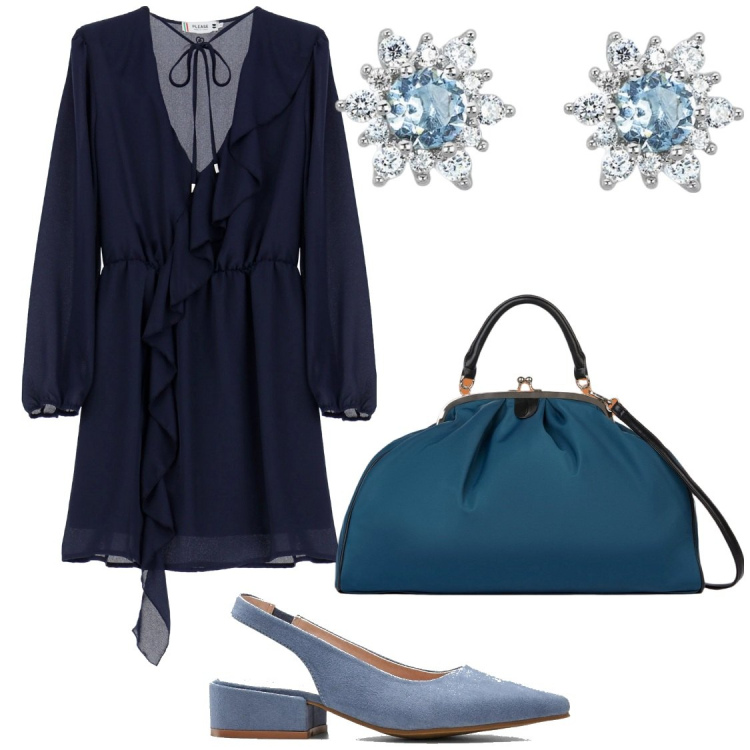Outfit donna - Occasioni per la primavera. Stile Chic per Serata fuori. Abbinamento con décolleté, orecchini, vestiti corti, borse a spalla.