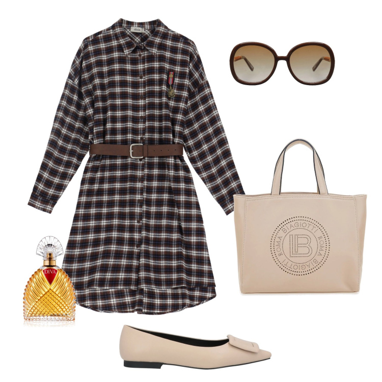 Outfit donna - Bohémien donna curvy. Stile Romantica per Serata fuori. Abbinamento con occhiali da sole, ballerine, profumi, vestiti corti, borse a tracolla.