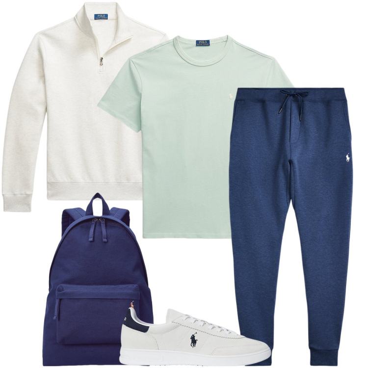 Outfit uomo - Sportivo con Polo Ralph Lauren. Stile Casual per Sport. Abbinamento con t-shirt, borse sportive, pantaloni, pullovers, sneakers.