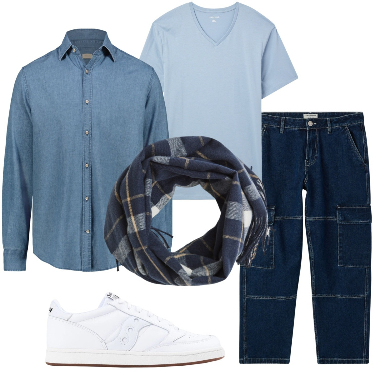 Outfit uomo - Jeans senza tempo. Stile Urban per Tutti i giorni. Abbinamento con sneakers, t-shirt, sciarpe, jeans, camicie.
