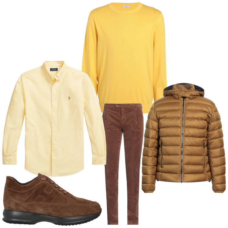 Outfit uomo - Solare. Stile Casual per Ufficio. Abbinamento con pantaloni, piumini, sneakers, pullovers, camicie.