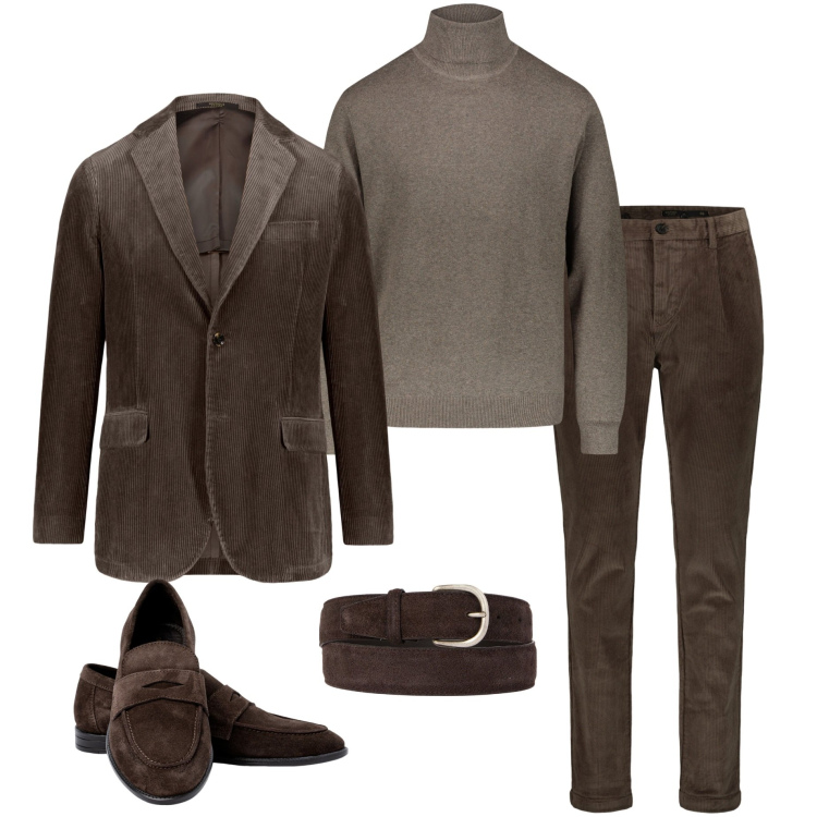 Outfit uomo - Doppelganger. Stile Business/Elegante per Ufficio. Abbinamento con maglieria, cinture, pantaloni, scarpe stringate, giacche.