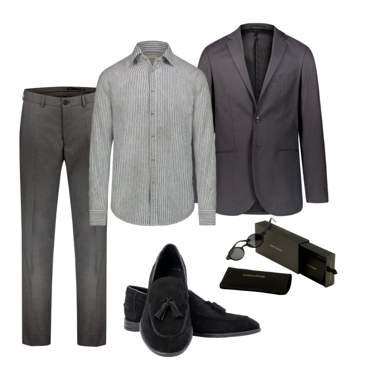 Outfit uomo - Total look #2056280. Stile Business/Elegante per Cerimonia. Abbinamento con giacche, pantaloni, occhiali da sole, scarpe stringate, camicie.