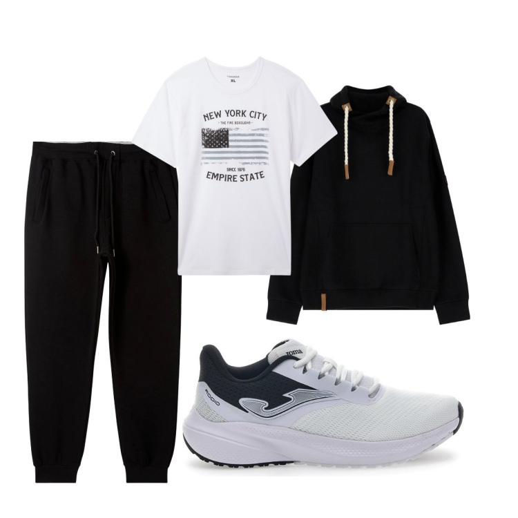 Outfit uomo - Total look #2056283. Stile Casual per Tutti i giorni. Abbinamento con t-shirt, pantaloni, felpe con cappuccio, sneakers.