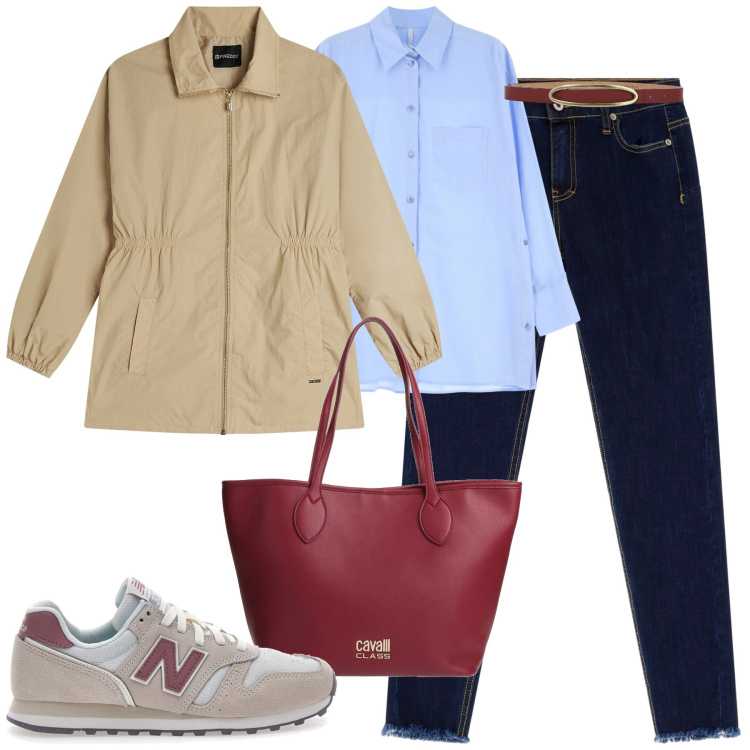 Outfit donna - Total look #2056285. Stile Casual chic per Tutti i giorni. Abbinamento con borse a spalla, jeans skinny, camicie, parka, cinture, sneakers.