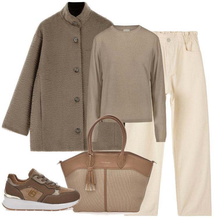 Outfit donna - City. Stile Urban per Tutti i giorni. Abbinamento con pantaloni, blazer, sneakers, borse tote, pullovers.
