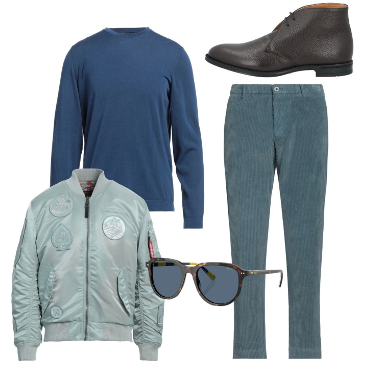 Outfit uomo - Il bomber pastello. Stile Casual per Tutti i giorni. Abbinamento con pantaloni chino, pullovers, stivali e stivaletti, giacche, occhiali da sole.
