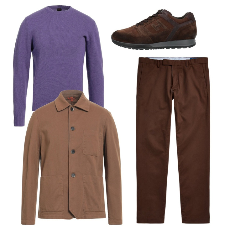 Outfit uomo - Viola è bello. Stile Casual per Tutti i giorni. Abbinamento con sneakers, giacche, pullovers, pantaloni chino.