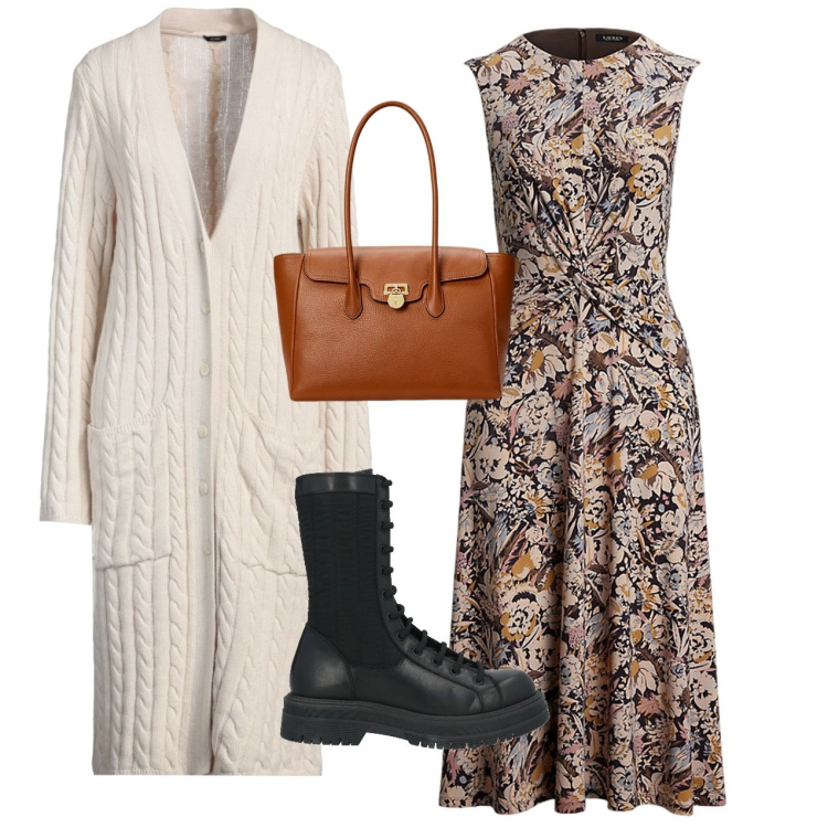 Outfit donna - Look vintage rivisitato. Stile Vintage retrò per Tutti i giorni. Abbinamento con anfibi, cardigans, borse a mano, vestiti.