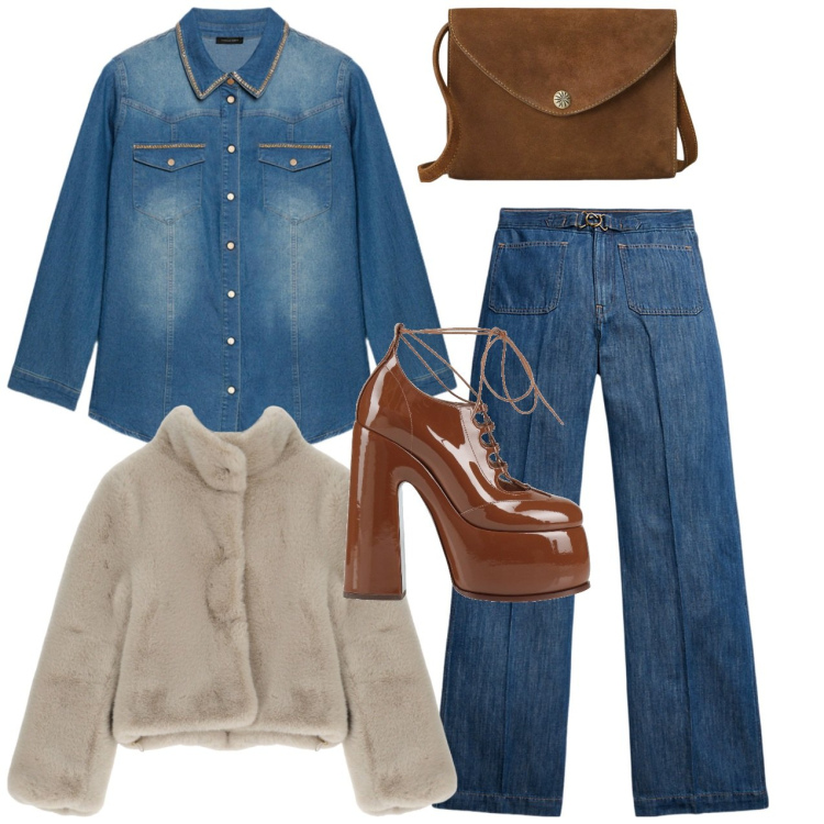 Outfit donna - Total denim - @jsabelle. Stile Casual chic per Tutti i giorni. Abbinamento con décolleté, blazer, borse a tracolla, jeans, camicie.