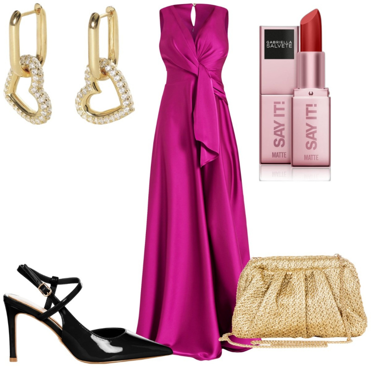 Outfit donna - Total look #2056350. Stile Glamour per Serata fuori. Abbinamento con rossetti, orecchini, vestiti lunghi, décolleté, clutch.