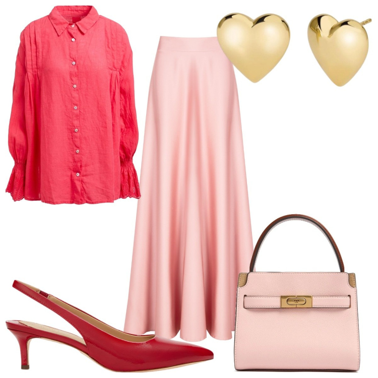 Outfit donna - Total look #2056354. Stile Romantica per Serata fuori. Abbinamento con camicie, orecchini, gonne, décolleté, borse a mano.