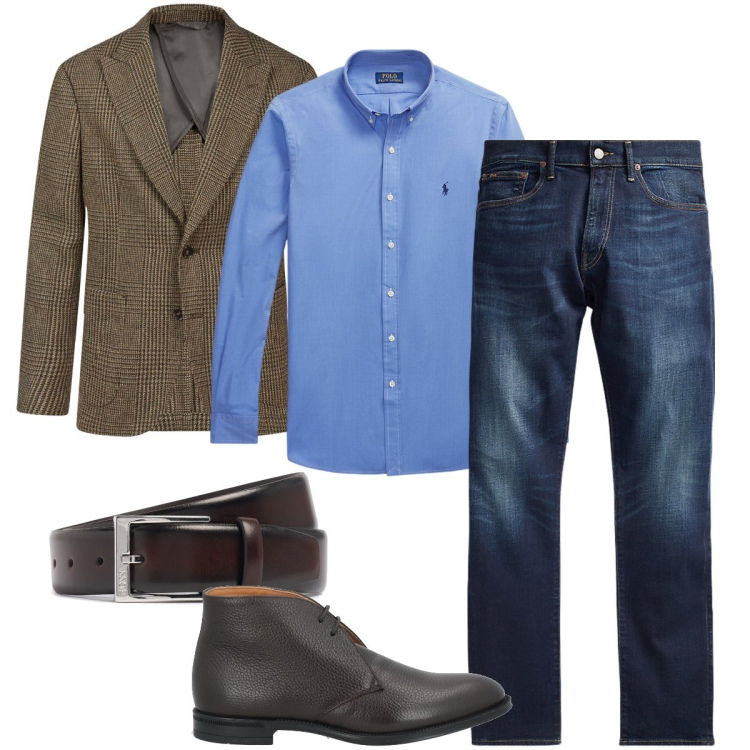 Outfit uomo - La giacca a quadri. Stile Business/Elegante per Serata speciale. Abbinamento con stivali e stivaletti, jeans, camicie, giacche, cinture.