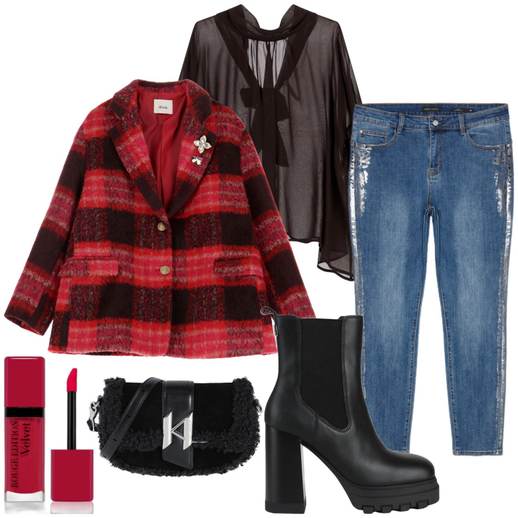 Outfit donna - Dsquared inspo. Stile Trendy per Tutti i giorni. Abbinamento con borse a spalla, stivaletti chelsea, rossetti, camicie, blazer, jeans skinny.