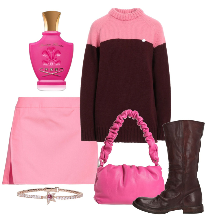 Outfit donna - La mini non è un\'opinione. Stile Urban per Tutti i giorni. Abbinamento con pullovers, borse a mano, minigonne, stivali, profumi, braccialetti.