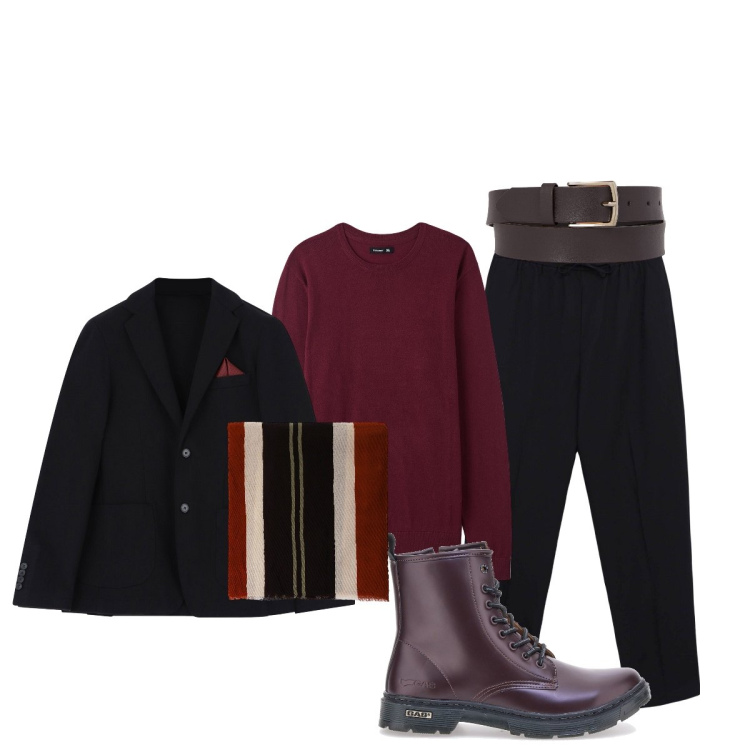 Outfit uomo - Trendy…. Stile Trendy per Ufficio. Abbinamento con pantaloni, maglieria, giacche, sciarpe e foulard, anfibi, cinture.