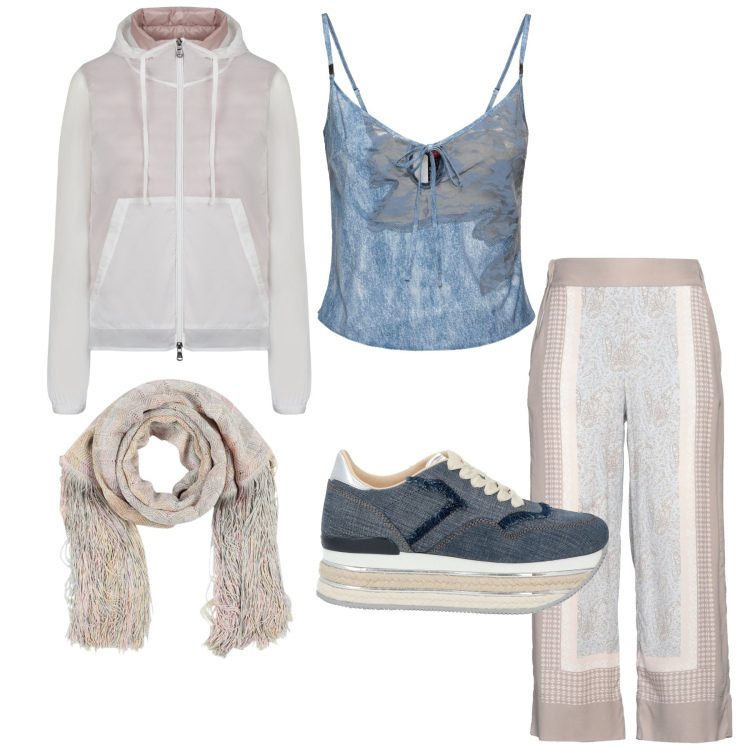 Outfit donna - Scratch. Stile Casual per Tutti i giorni. Abbinamento con sciarpe, pantaloni, sneakers, blazer, top.