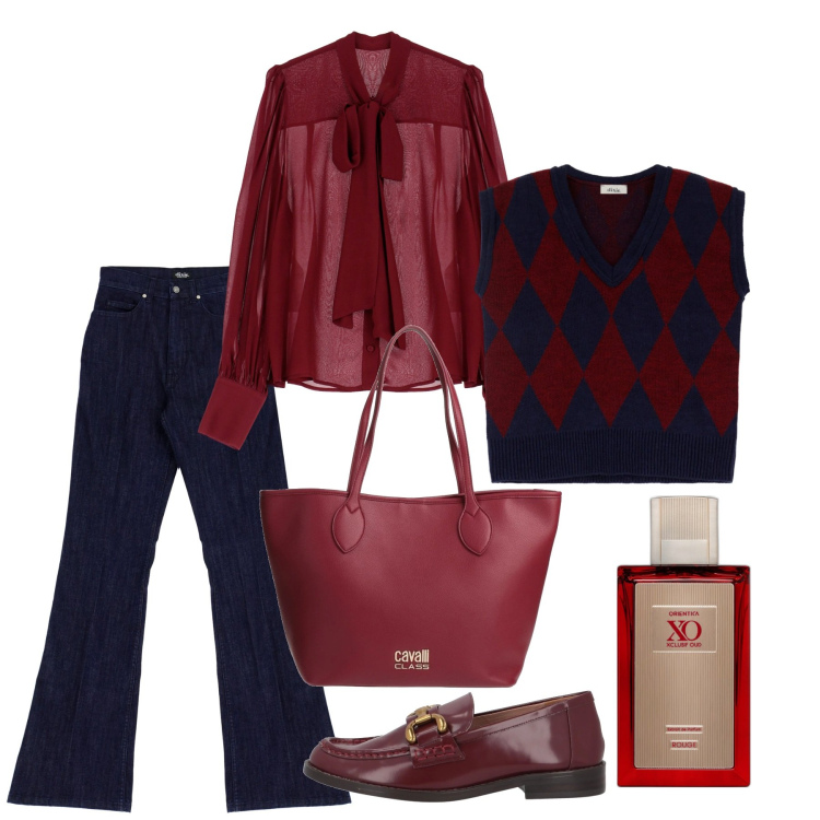 Outfit donna - Il gilet mannish. Stile Mannish per Ufficio. Abbinamento con borse a spalla, mocassini, profumi, camicie, jeans, gilet.