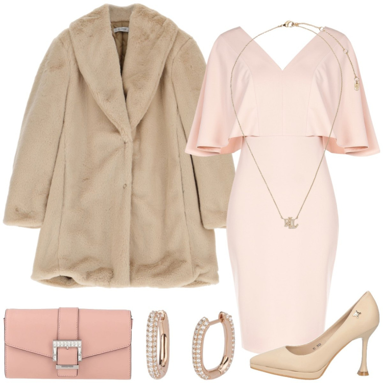 Outfit donna - Cerimonia. Stile Chic per Cerimonia. Abbinamento con décolleté, borse a mano, vestiti a tubino, cappotti, orecchini, ciondoli.