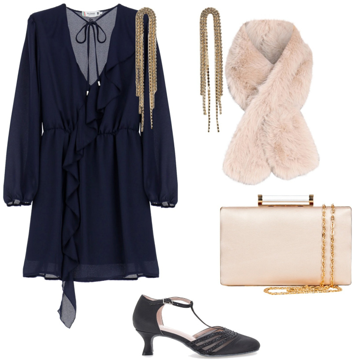 Outfit donna - Si balla samba. per Serata fuori. Abbinamento con orecchini, foulard, clutch, vestiti corti, décolleté.