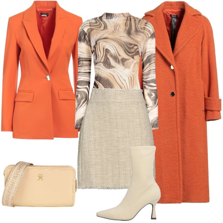 Outfit donna - Indossa la maglia come sotto giacca, . Stile Chic per Tutti i giorni. Abbinamento con cappotti, minigonne, blazer, stivaletti, borse a tracolla, maglieria.