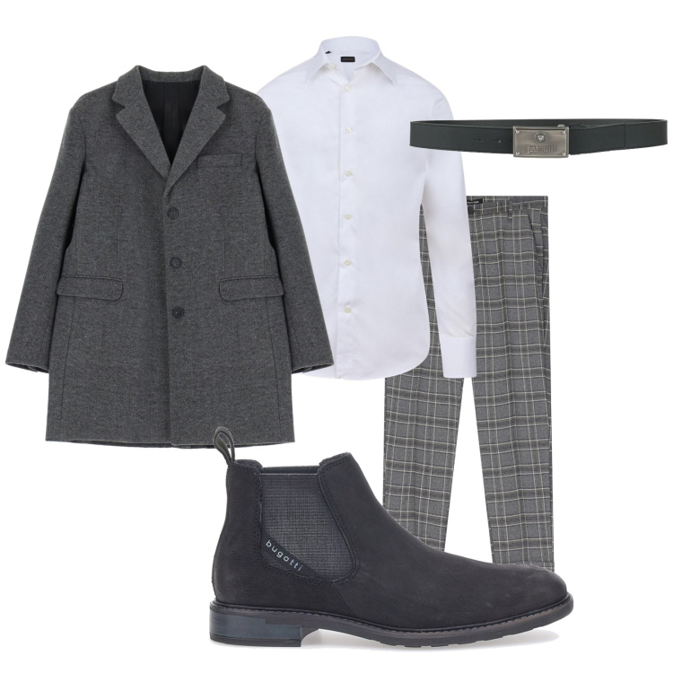 Outfit uomo - Just me. Stile Business/Elegante per Tutti i giorni. Abbinamento con cinture, pantaloni, cappotti, stivali e stivaletti, camicie.