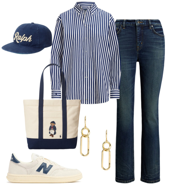 Outfit donna - La camicia oversize. Stile Casual chic per Tutti i giorni. Abbinamento con camicie, borse tote, cappelli, orecchini, jeans dritti, sneakers.