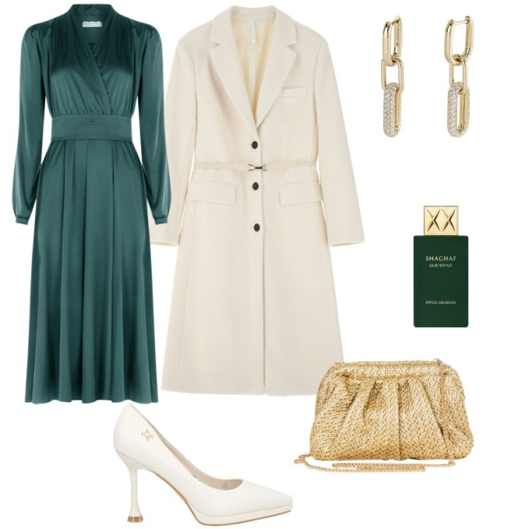 Outfit donna - Like a princess. Stile Chic per Cerimonia. Abbinamento con décolleté, profumi, orecchini, vestiti lunghi, clutch, cappotti.