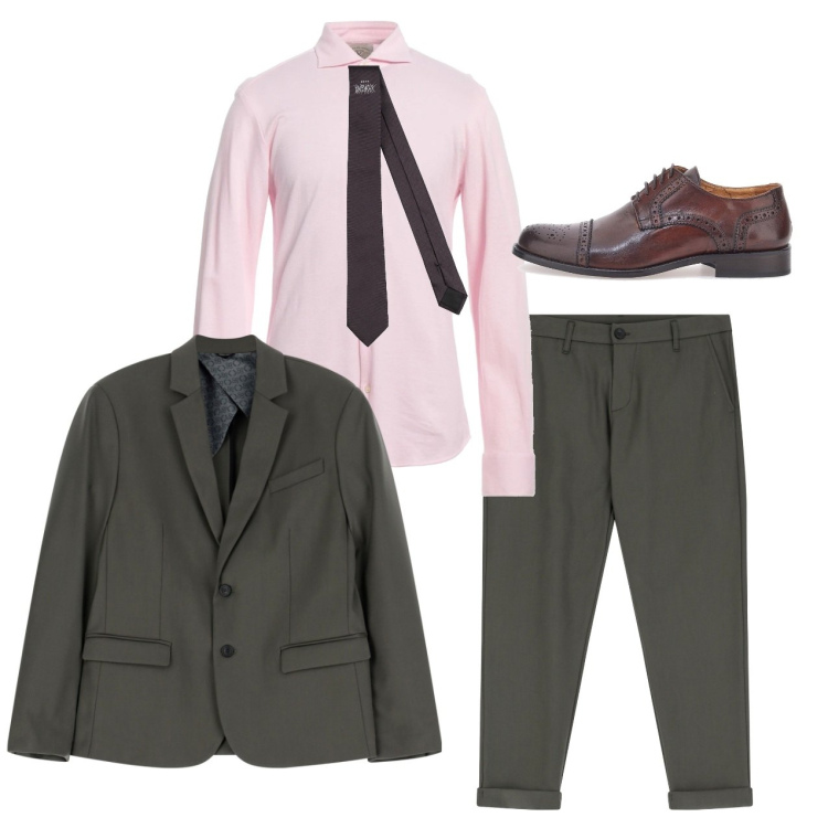 Outfit uomo - Rosa per la cerimonia. Stile Business/Elegante per Cerimonia. Abbinamento con camicie, cravatte, pantaloni, giacche, scarpe stringate.