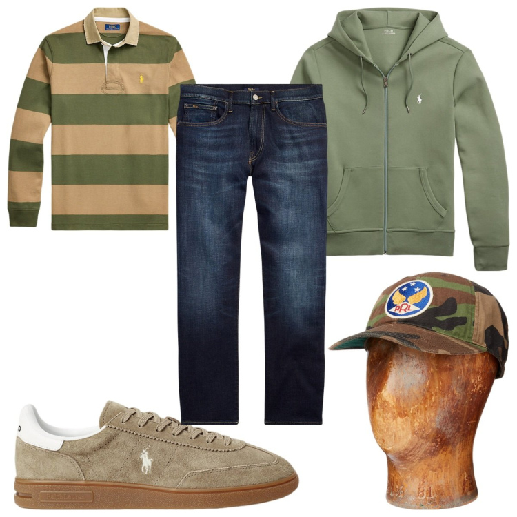 Outfit uomo - Total look #2057185. Stile Trendy per Tutti i giorni. Abbinamento con jeans dritti, cappelli, felpe, sneakers, maglieria.
