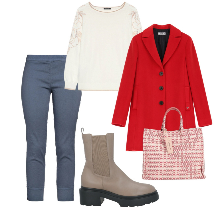 Outfit donna - Sabato mattina. per Tutti i giorni. Abbinamento con borse a mano, stivaletti, pantaloni skinny, cappotti, maglieria.