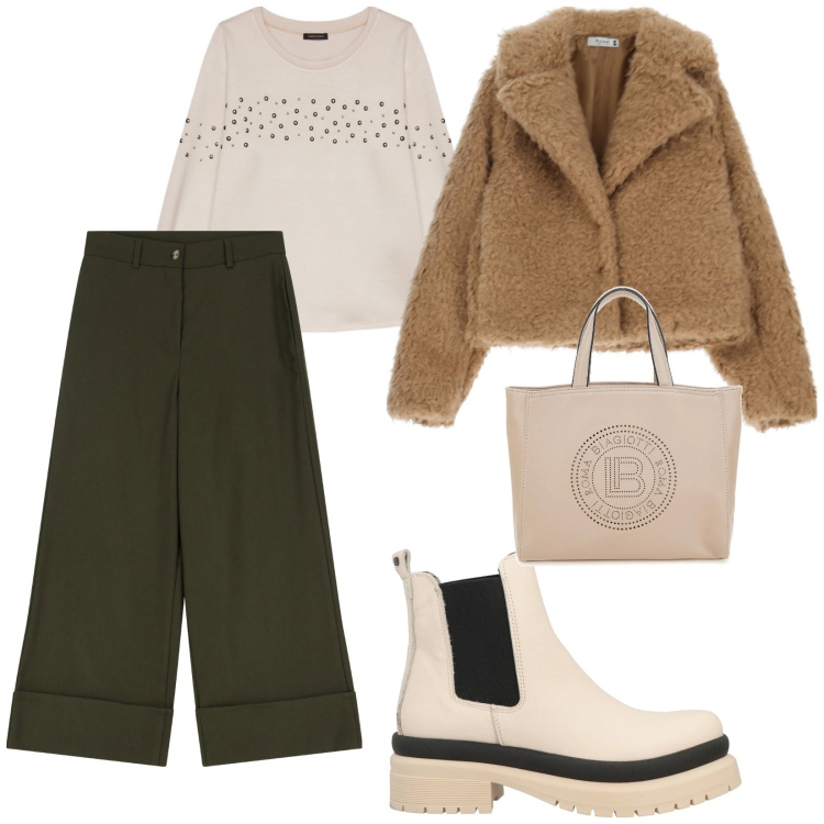 Outfit donna - Freddo. per Tutti i giorni. Abbinamento con stivaletti, felpe, pantaloni, blazer, borse a tracolla.