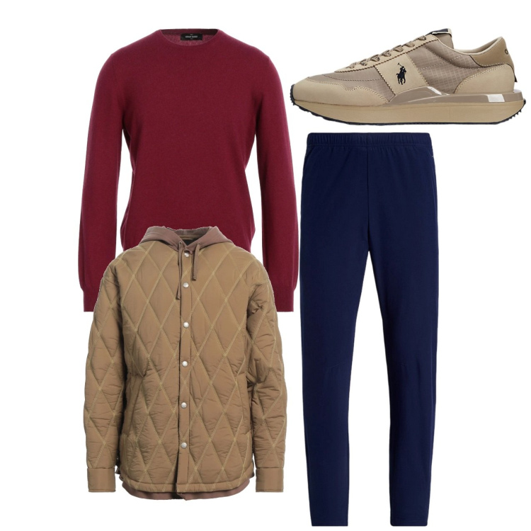 Outfit uomo - Sabato pomeriggio. Stile Casual per Tutti i giorni. Abbinamento con pullovers, giacche, sneakers, pantaloni.