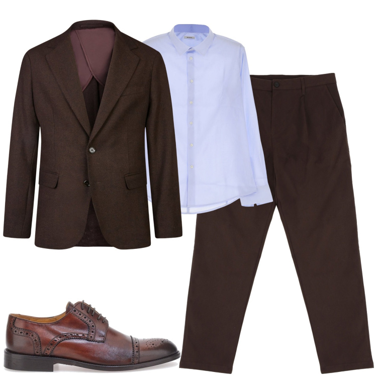 Outfit uomo - Total look #2057435. Stile Trendy per Tutti i giorni. Abbinamento con camicie, pantaloni chino, giacche, scarpe stringate.