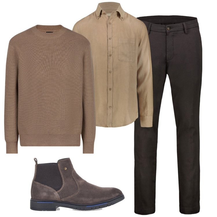 Outfit uomo - City. Stile Urban per Tutti i giorni. Abbinamento con pantaloni chino, stivali e stivaletti, maglieria, camicie.