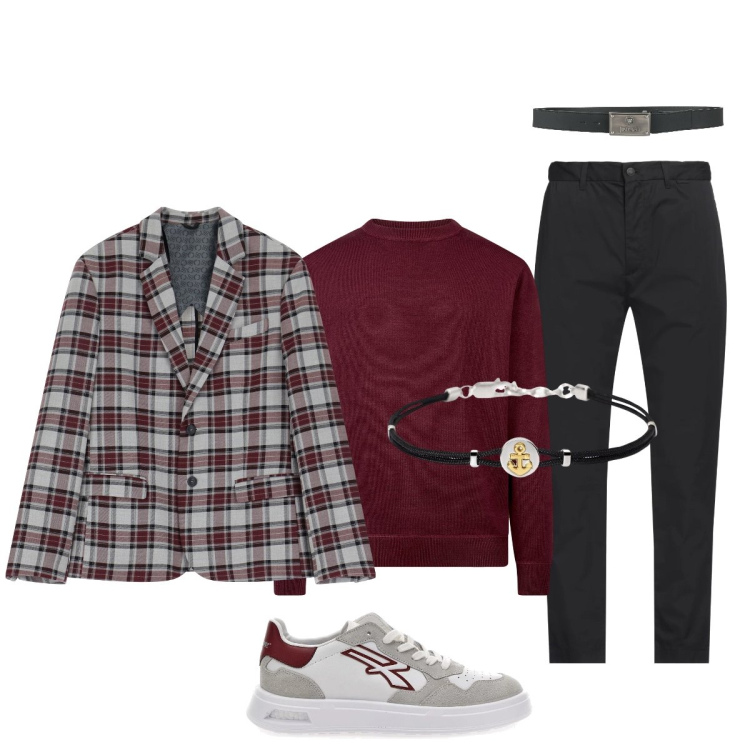 Outfit uomo - Semplice ma d’effetto!!. Stile Trendy per Ufficio. Abbinamento con cinture, pantaloni, braccialetti, giacche, sneakers, maglieria.