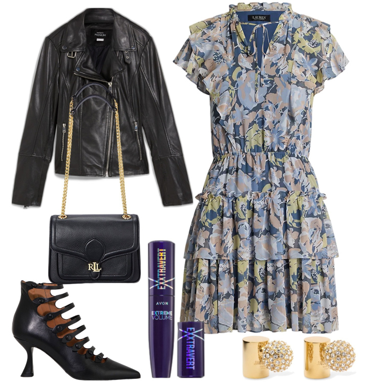 Outfit donna - Come e’ bella primavera che si fugge. Stile Bon Ton per Serata fuori. Abbinamento con blazer, mascara, borse a spalla, vestiti, stivaletti, orecchini.