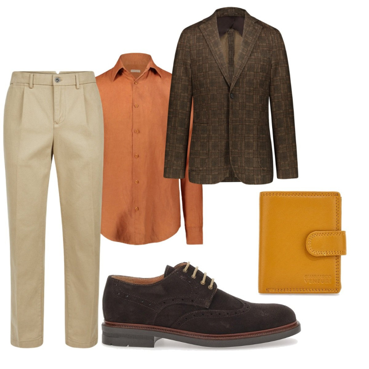 Outfit uomo - Total look #2057494. Stile Business/Elegante per Ufficio. Abbinamento con giacche, pantaloni, portafogli, camicie, scarpe stringate.