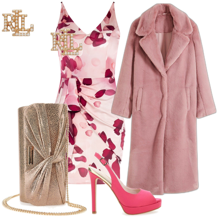 Outfit donna - Stasera romantica per lui. Stile Chic per Serata fuori. Abbinamento con ecopellicce, vestiti a tubino, orecchini, pochette, décolleté.