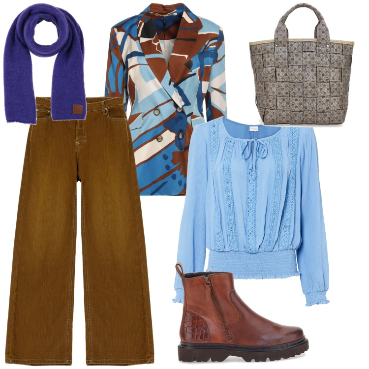 Outfit donna - Jeans da ufficio. Stile Urban per Ufficio. Abbinamento con bluse, blazer, sciarpe, pantaloni, stivaletti, borse a mano.