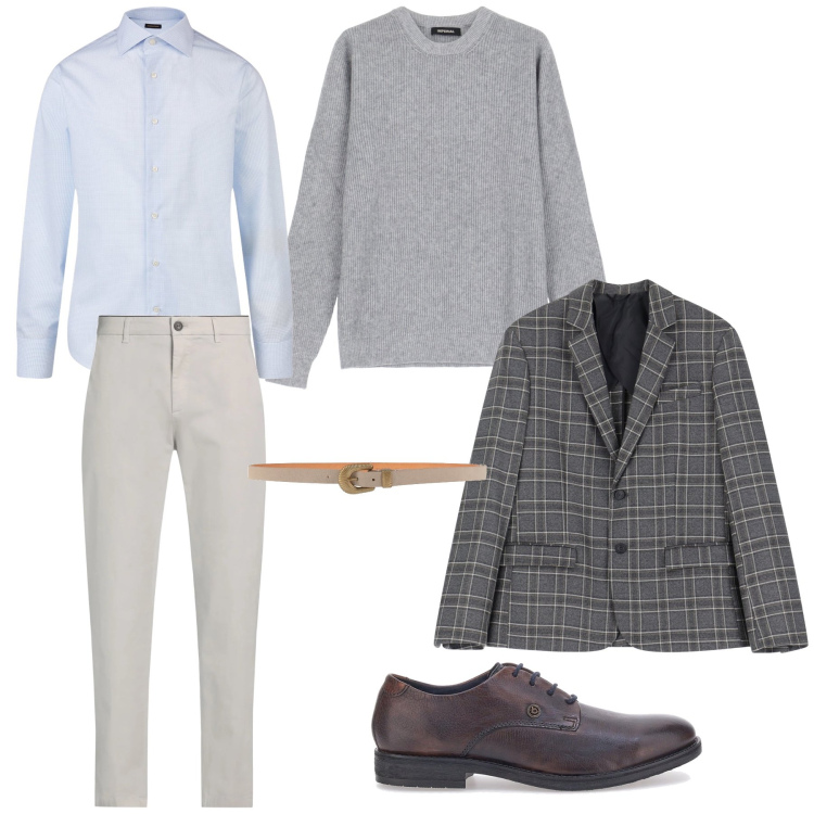 Outfit uomo - Oxford style. Stile Urban per Tutti i giorni. Abbinamento con pantaloni chino, cinture, giacche, pullovers, scarpe stringate, camicie.