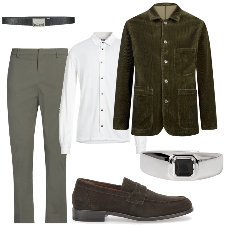 Outfit uomo - La giacca particolare. Stile Trendy per Tutti i giorni. Abbinamento con cinture, pantaloni chino, camicie, anelli, scarpe stringate, giacche.