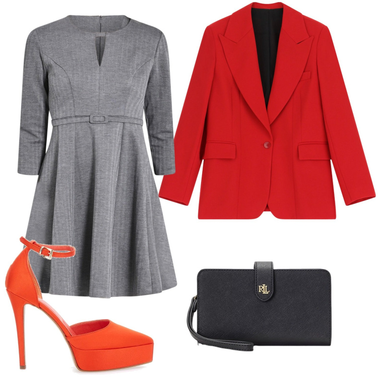 Outfit donna - Bon ton. Stile Chic per Serata fuori. Abbinamento con vestiti corti, blazer, pochette, décolleté.