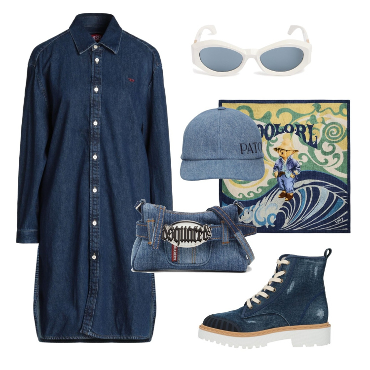 Outfit donna - Abbinamento creativo!. Stile Urban per Scuola/Università. Abbinamento con stivaletti, vestiti corti, foulard, cappelli, occhiali da sole, pochette.