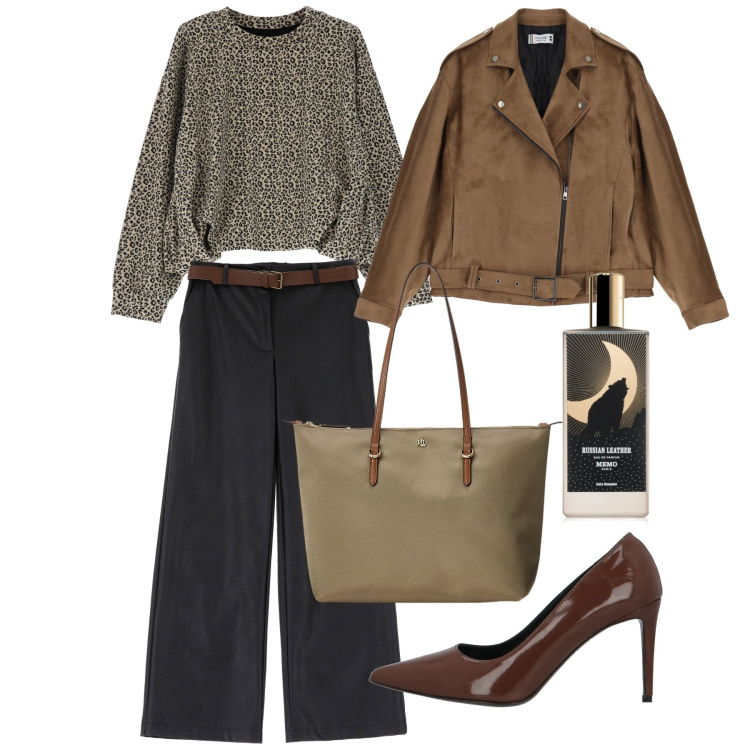 Outfit donna - Leather. Stile Chic per Ufficio. Abbinamento con décolleté, profumi, blazer, pantaloni, borse tote, felpe.