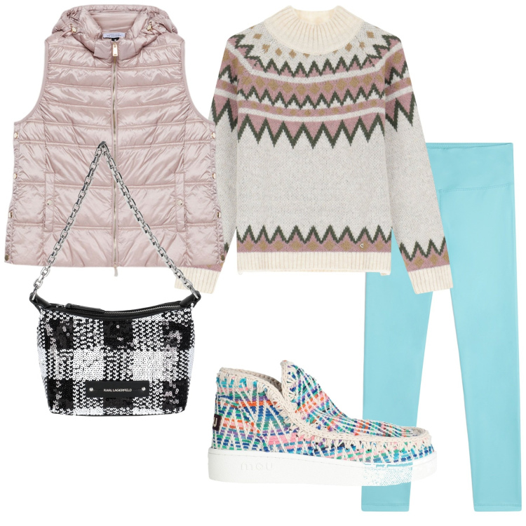Outfit donna - Perú. Stile Etnico per Scuola/Università. Abbinamento con stivaletti, borse a mano, maglieria, treggings, piumini.