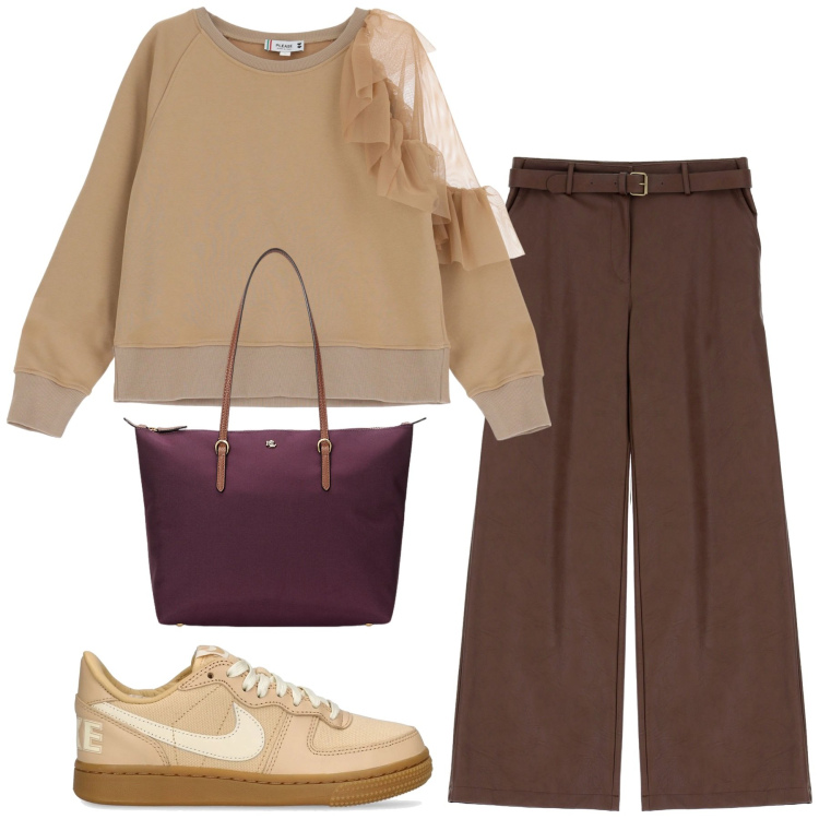 Outfit donna - Total look #2057978. Stile Casual per Tutti i giorni. Abbinamento con pantaloni, felpe, borse tote, sneakers.