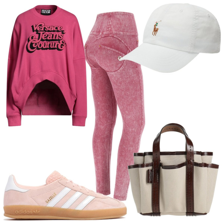 Outfit donna - Total look #2058029. Stile Trendy per Sport. Abbinamento con borse a mano, felpe, jeans skinny, cappelli, sneakers.