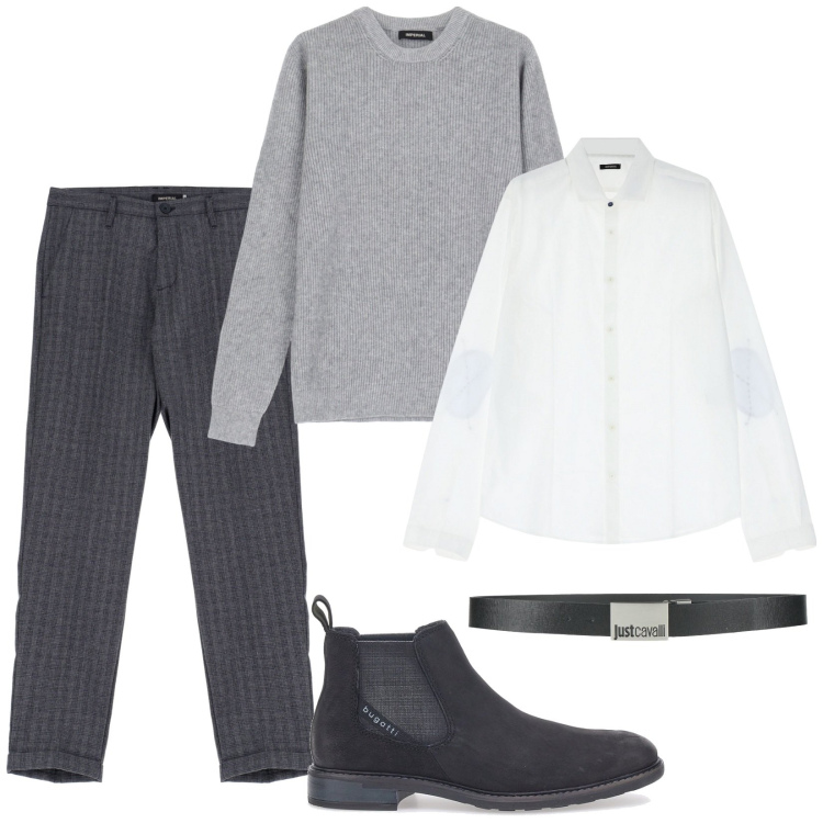 Outfit uomo - Total look #2058155. Stile Business/Elegante per Serata speciale. Abbinamento con cinture, pantaloni, camicie, pullovers, stivali e stivaletti.