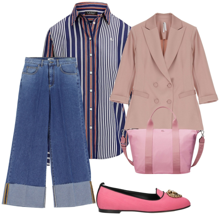 Outfit donna - Sportiva e colorata. per Scuola/Università. Abbinamento con ballerine, blazer, jeans, camicie, borse tote.